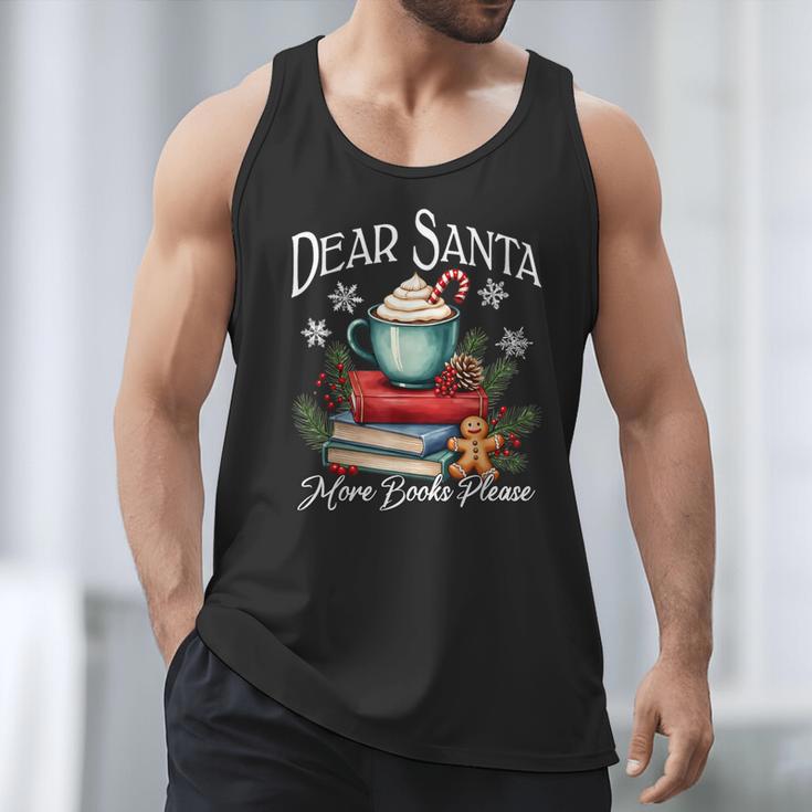 Dear Santa More Book Please Christmas Book Librarian Men Tank Top