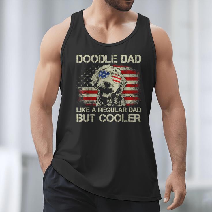 Doodle Dad Goldendoodle Regular Dad But Cooler American Flag Men Tank Top