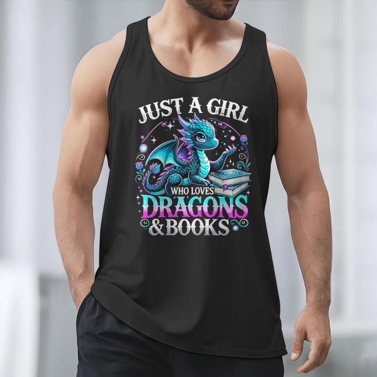 Dragon Reading Just A Girl Who Loves Dragons And Books Men Tank Top