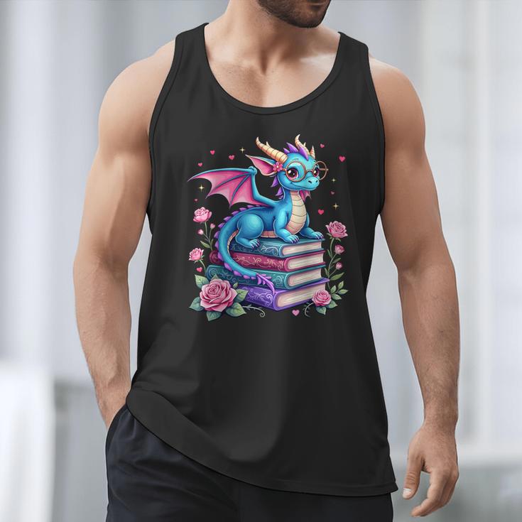 Dragons And Books Dragon Reading Book Lover Girl Bookworm Men Tank Top