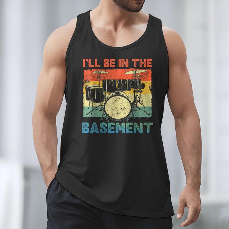 Drumming Basement Drum Set Drummer Rock Dad Grandpa Men Tank Top