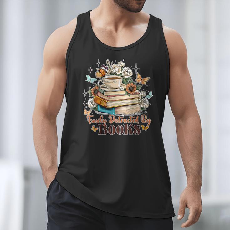 Easily Distracted By Books Book Wildflowers Book Lovers Men Tank Top