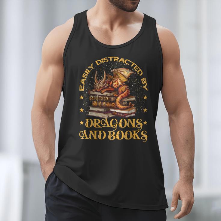 Easily Distracted By Dragons And Books Fantasy Book Lover Men Tank Top Easily Distracted By Dragons And Books Fantasy Book Lover Men Tank Top