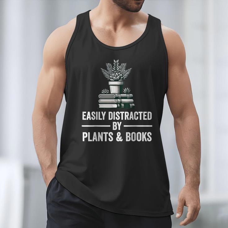 Easily Distracted By Plants & Books Plant Book Lover Men Tank Top