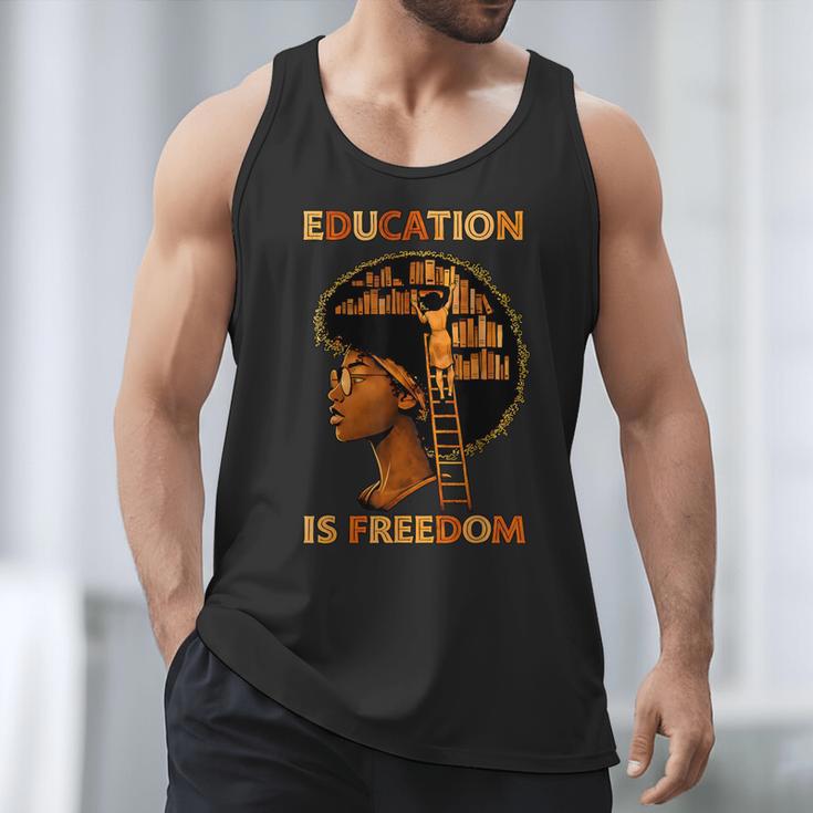 Education Is Freedom Teacher Book Black History Month Men Tank Top