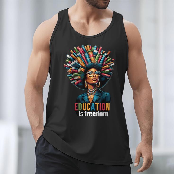 Education Is Freedom History Month Teacher Books Afro For Men Women Men Tank Top