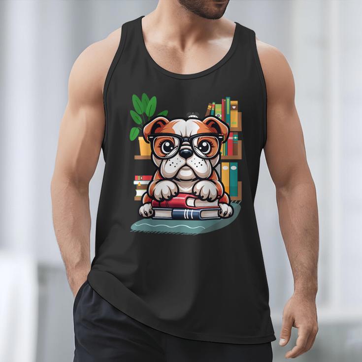 English Bulldog Reading a Book Dog Men Tank Top