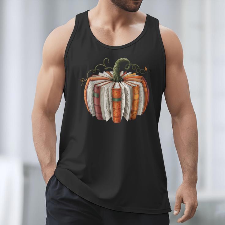 Fall Book Pumpkin Halloween Teacher Librarian Thanksgiving Men Tank Top Fall Book Pumpkin Halloween Teacher Librarian Thanksgiving Men Tank Top