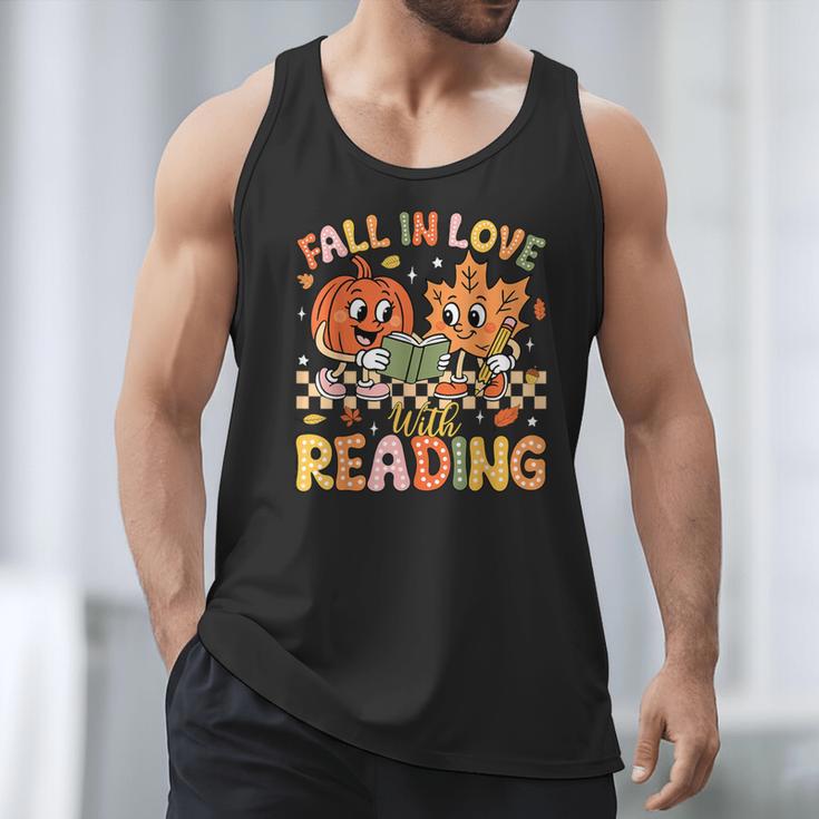 Fall In Love With Reading Autumn Pumpkin Teacher Book Lover Men Tank Top
