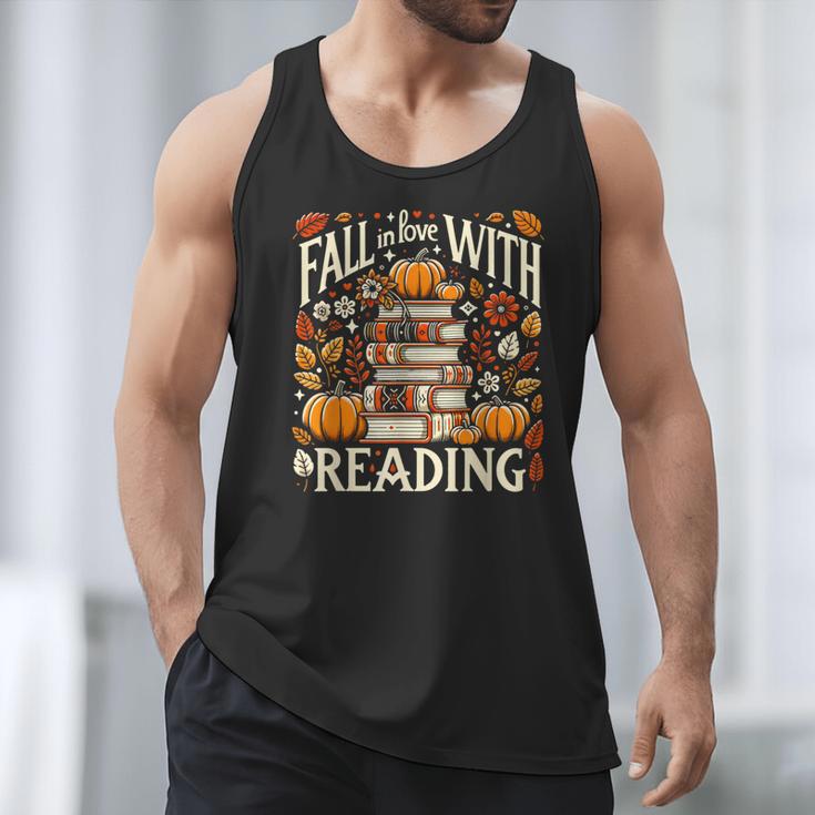 Fall In Love With Reading Book Autumn Pumpkins And Teachers Men Tank Top