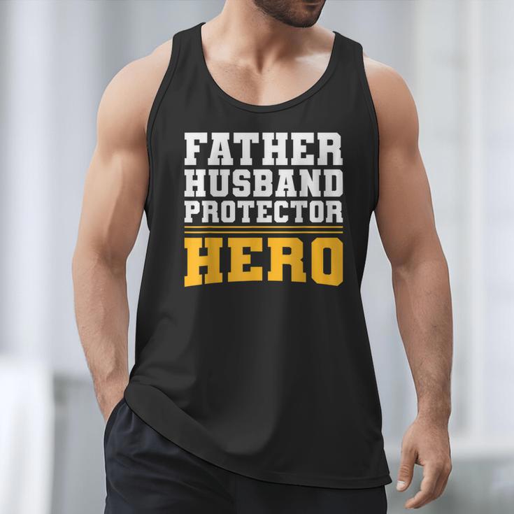 FATHER HUSBAND PROTECTOR HERO Dad Daddy Fathers Day Men Tank Top