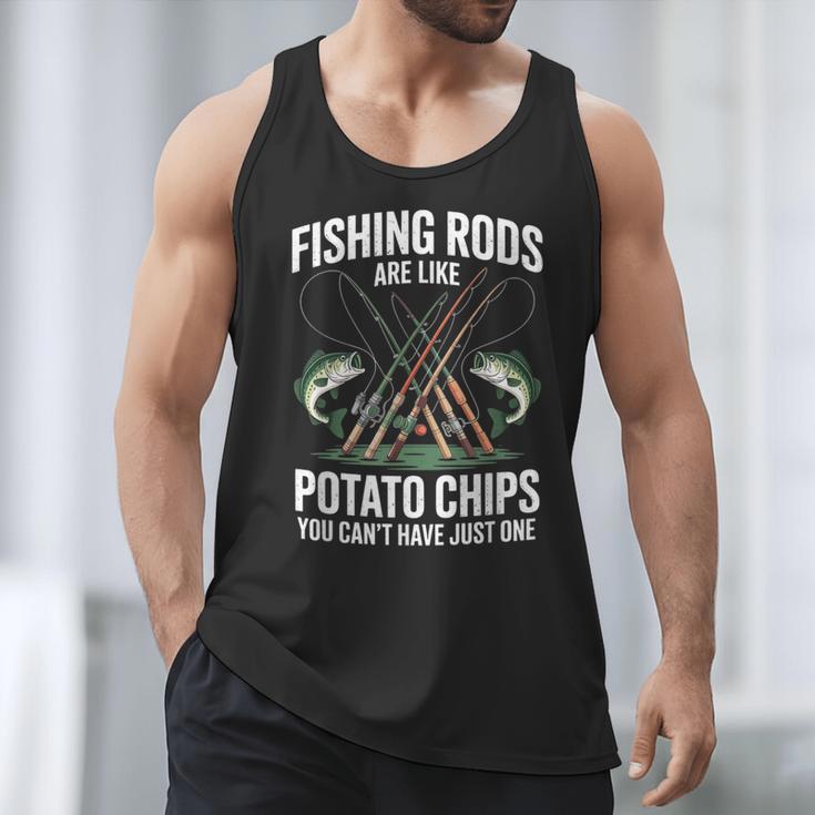 Fishing Rods Are Like Potato Chips Dad Fisherman Men Tank Top