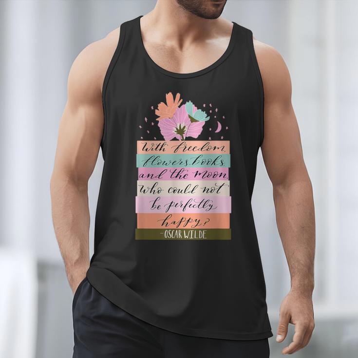 With Freedom Flowers Books And The Moon Men Tank Top With Freedom Flowers Books And The Moon Men Tank Top