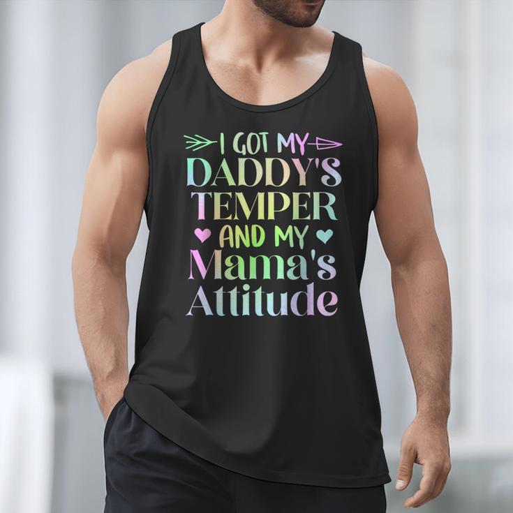 Funny Family Saying Apparel I GOT MY DADDY'S TEMPER And My Mama's Attitude Kids Men Tank Top