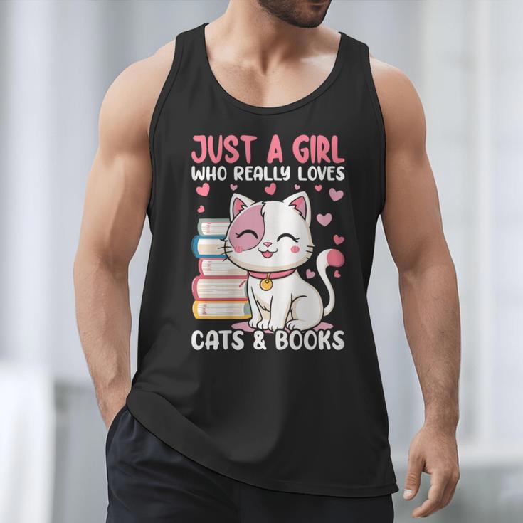 Girl Who Loves Cats And Books Cute Men Tank Top