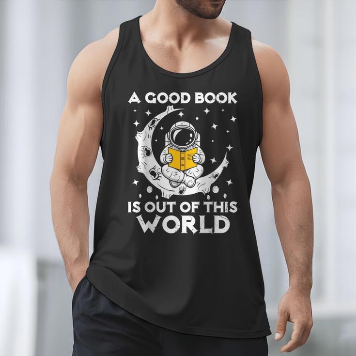 Good Book Is Out Of This World Astronaut Moon Space Reading Men Tank Top Good Book Is Out Of This World Astronaut Moon Space Reading Men Tank Top