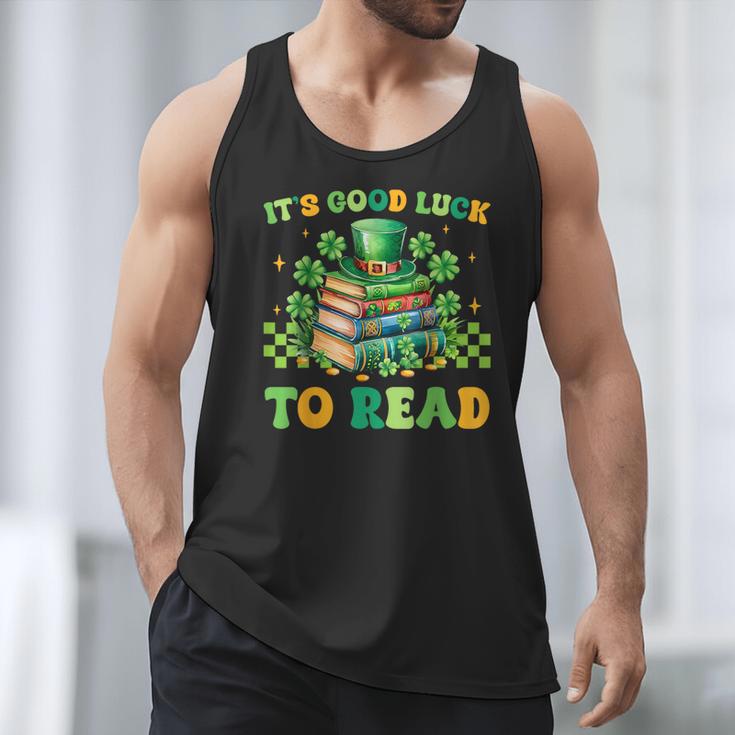 Goods Luck Read Librarian Book Patrick Days Shamrock Clover Men Tank Top