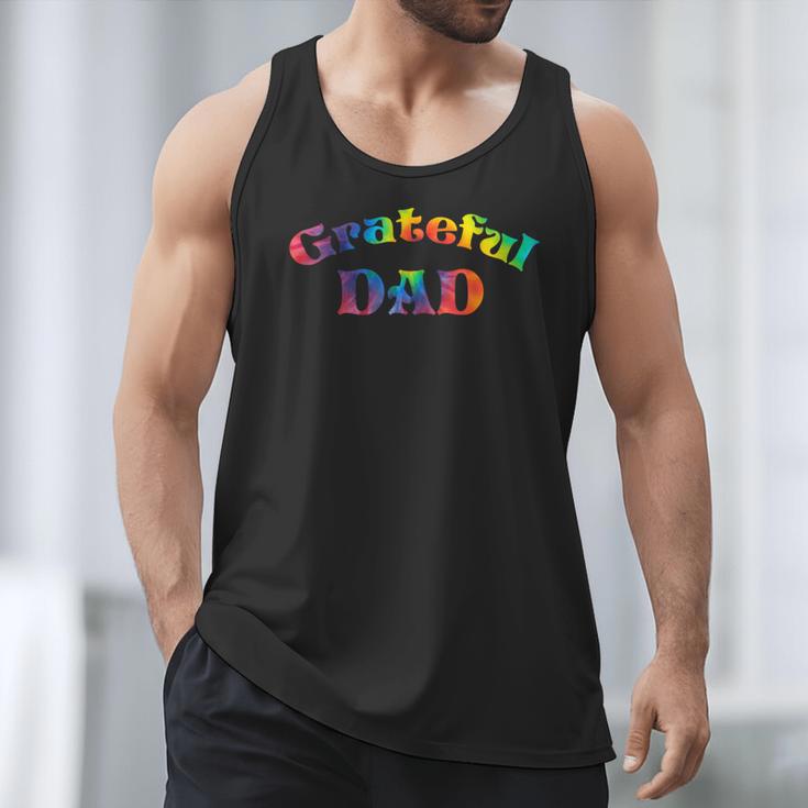 Grateful Dad Fathers Day Tie Dye Letters Shirt For Dads Men Tank Top