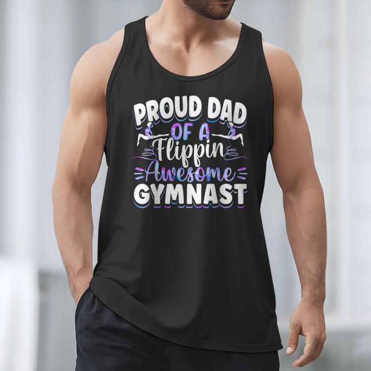 Gymnastics Watercolor Proud Dad Of A Flippin Awesome Gymnast Men Tank Top