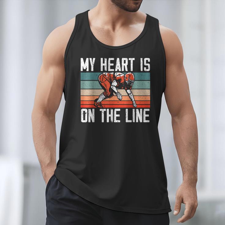 My Heart Is On The Line Football Mom Dad Offensive Lineman Men Tank Top