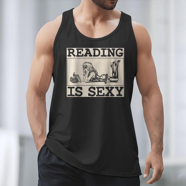 Hot Pin Up Girl Comic Book Vintage Reading Is Sexy Men Tank Top