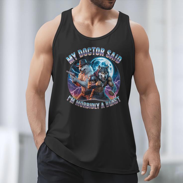 I'm A Beast Alpha Man Alpha Wolves Jokes Dad Papa Alpha Wolf Men Tank Top