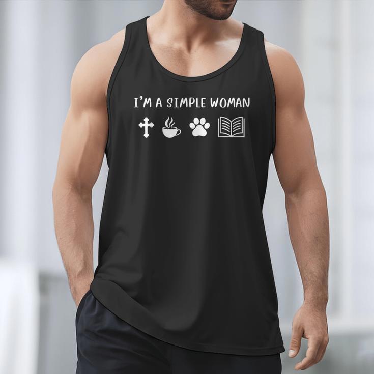 I'm A Simple Woman Jesus Coffee Dog Book Lover Christian Men Tank Top