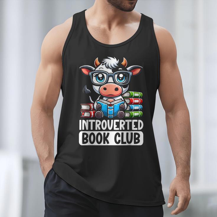Introverted Book Club Reading Lover Cow Men Tank Top