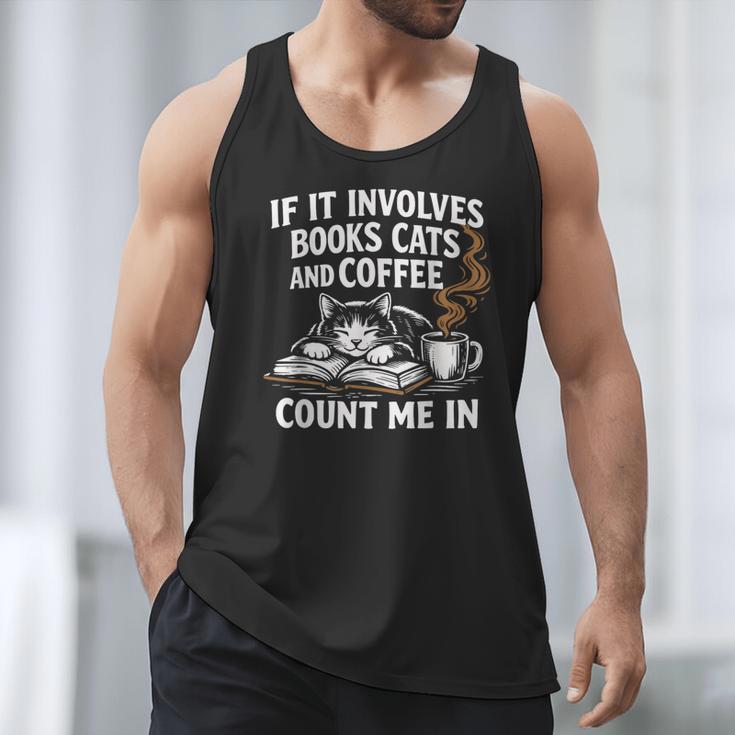 If It Involves Cats Books Coffee Introvert Pet Lover Men Tank Top