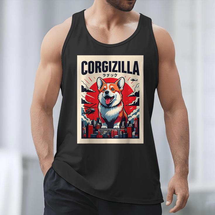 Japanese Art Corgi Dog Mom Dad Men Tank Top