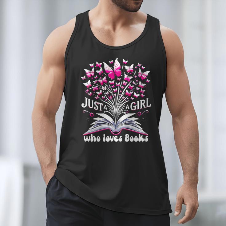 Just a Girl Who Loves Books Reading Book Butterfly Bookworm Men Tank Top
