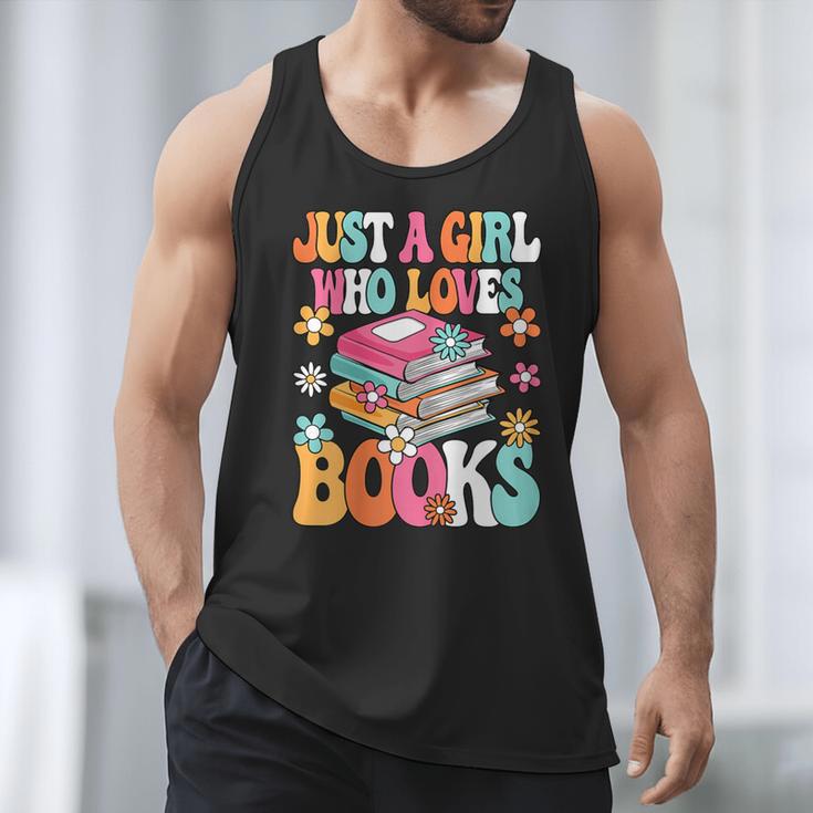 Just A Girl Who Loves Books Reading Cute Bookworm Girls Kids Men Tank Top