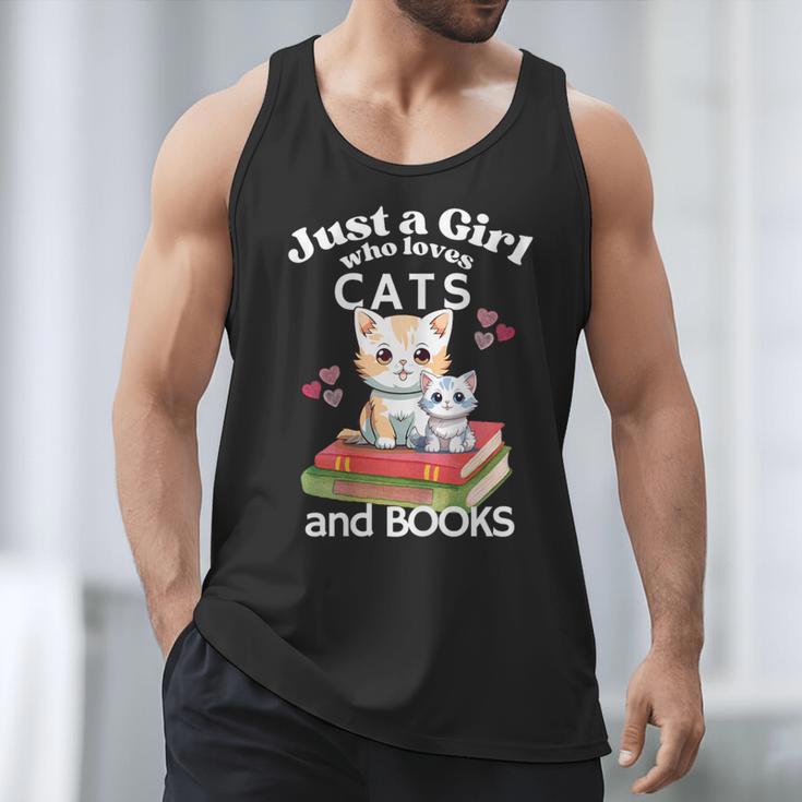 Just A Girl That Loves Cats And Books Cute Cat & Bookwork Men Tank Top Just A Girl That Loves Cats And Books Cute Cat & Bookwork Men Tank Top