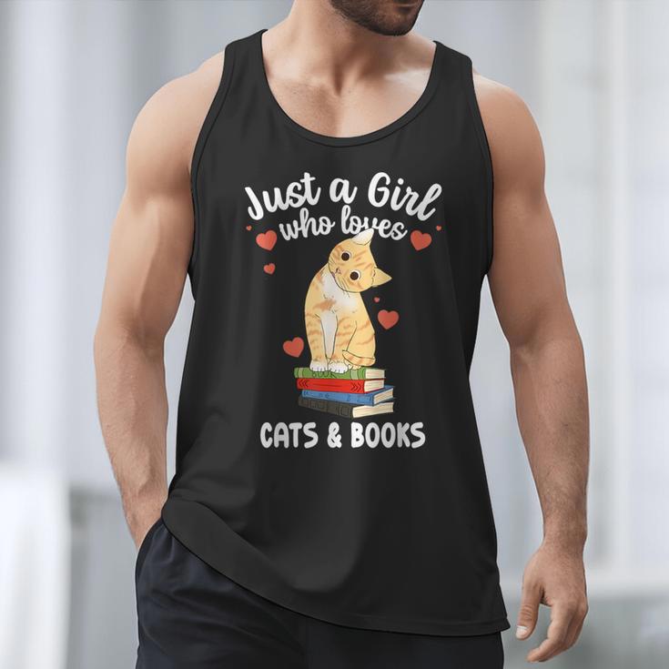 Just a Girl Who Loves Cats And Books Reading Cat & Bookworm Men Tank Top
