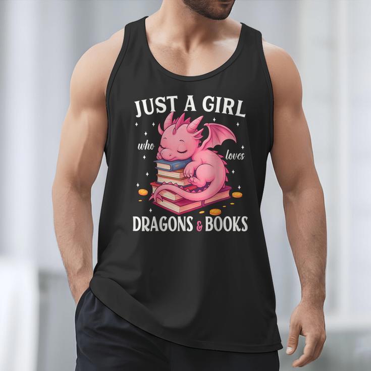 Just A Girl Who Loves Dragons And Books Dragon Reading Lover Men Tank Top