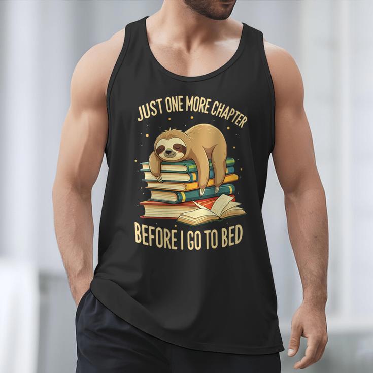 Just One More Chapter Sloth Sleeping On Books Reading Men Tank Top