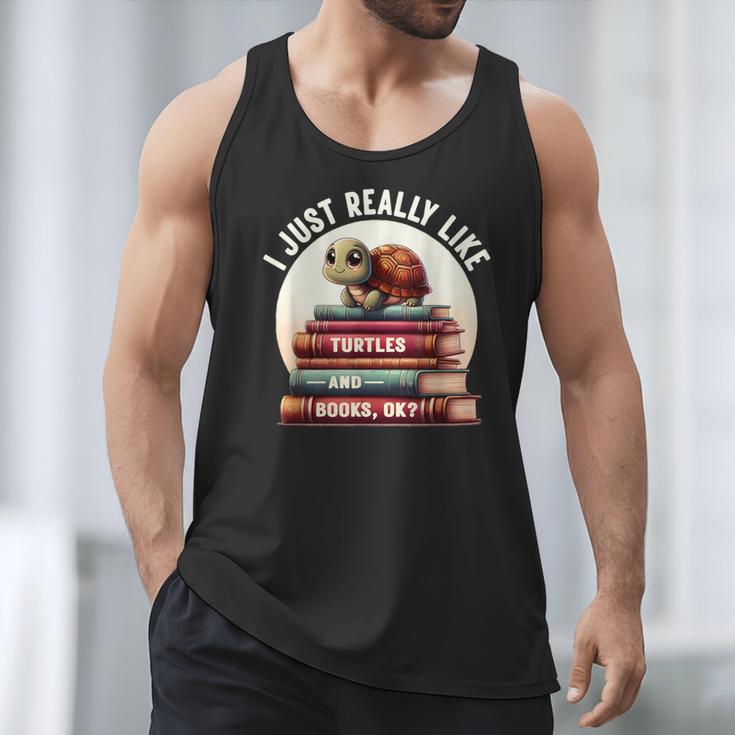 I Just Really Like Turtles And Books OK Turtle Reading Men Tank Top