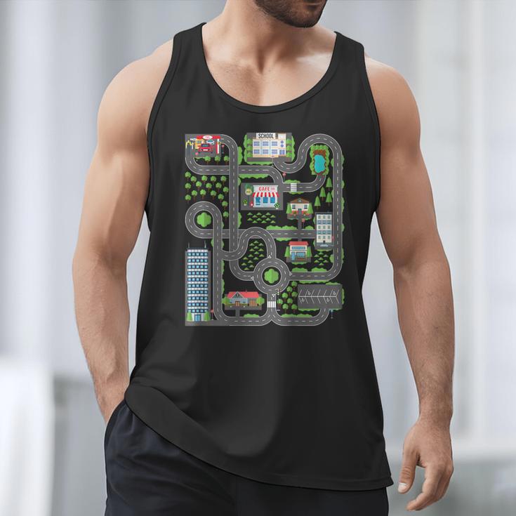 Kid Play Cars On Dad Back Race Track Mat Fathers Day Men Tank Top