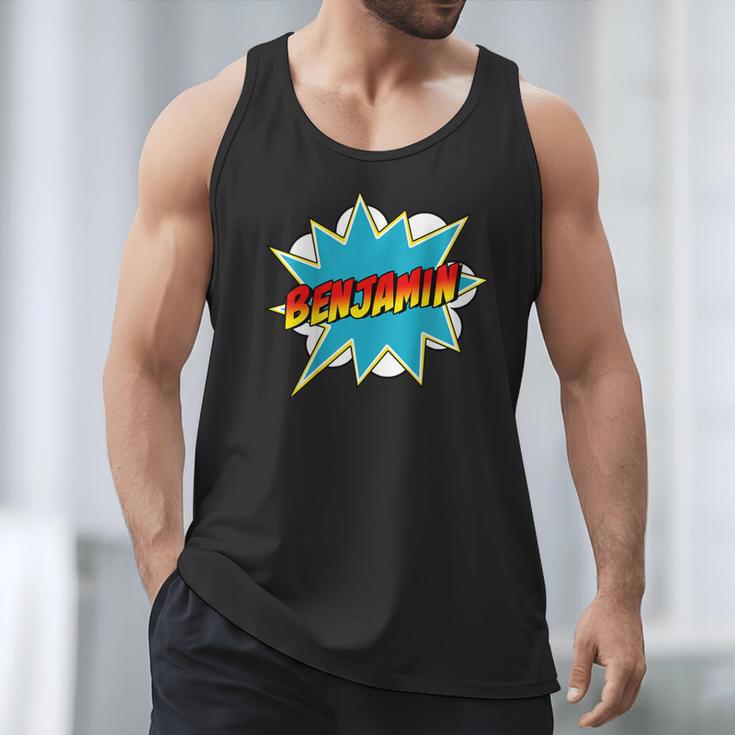 Kids Boys Benjamin Name Personalized Superhero Comic Book Men Tank Top