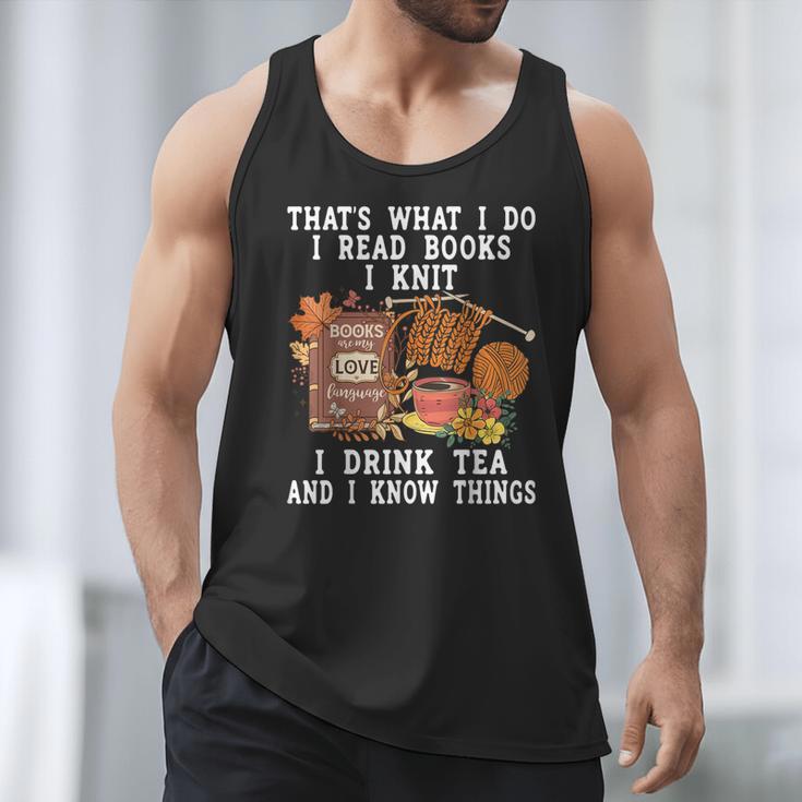 Knitting Reading Books Drinking Tea Knitter Knit Men Tank Top