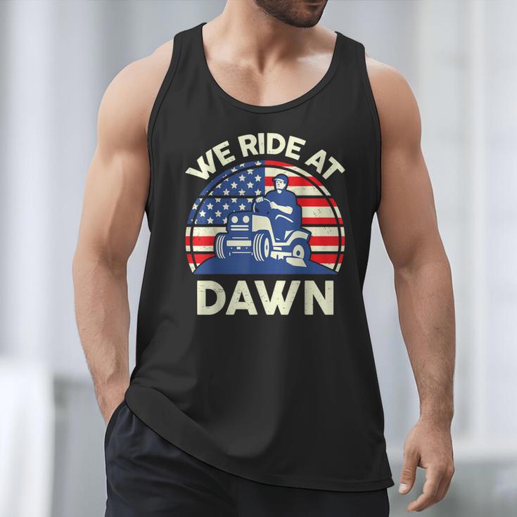 Lawn Mowing We Ride At Dawn Father Day Care Mower Dad Men Tank Top
