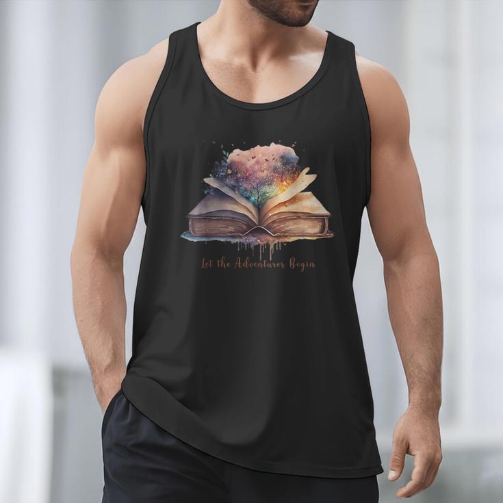 Let The Adventures Begin Book Lovers Magical Whimsical Art Men Tank Top