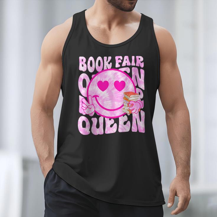 Library Book Fair Queen Vibe Groovy Tie Dye School Reading Men Tank Top