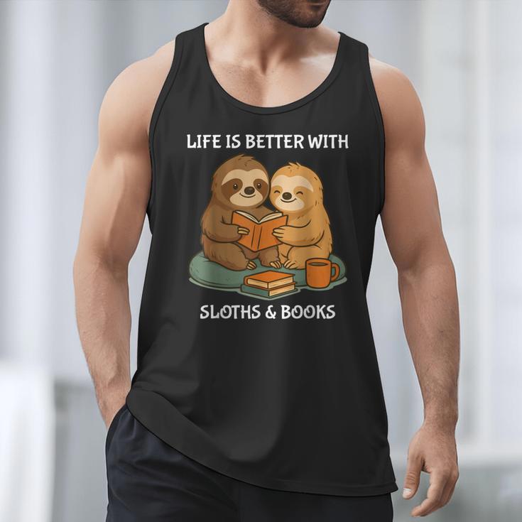 Life Is Better With Sloths And Books Cute Sloth Lover Men Tank Top Life Is Better With Sloths And Books Cute Sloth Lover Men Tank Top
