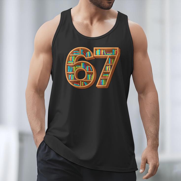 Literary 67 Bookshelf Six Seven Reading Meme Men Tank Top