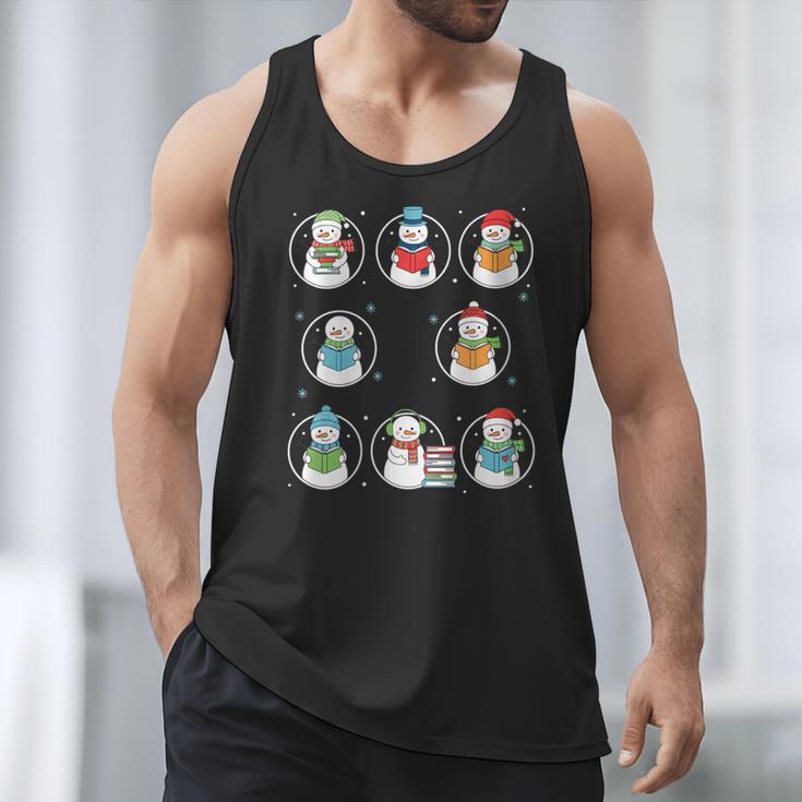 Literary Winter Reading Snowmen Cozy Book Lover Pattern Men Tank Top