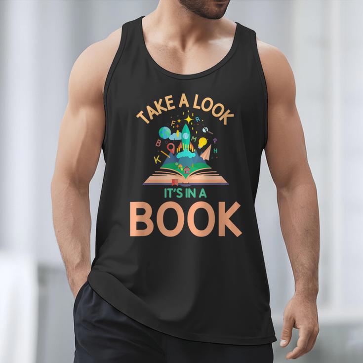 Take a Look It's In a Book Reading Teacher Book Lover Men Tank Top