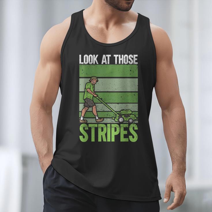Look At Those Stripes Lawn Mowing Dad Lawn Mower Small Men Tank Top