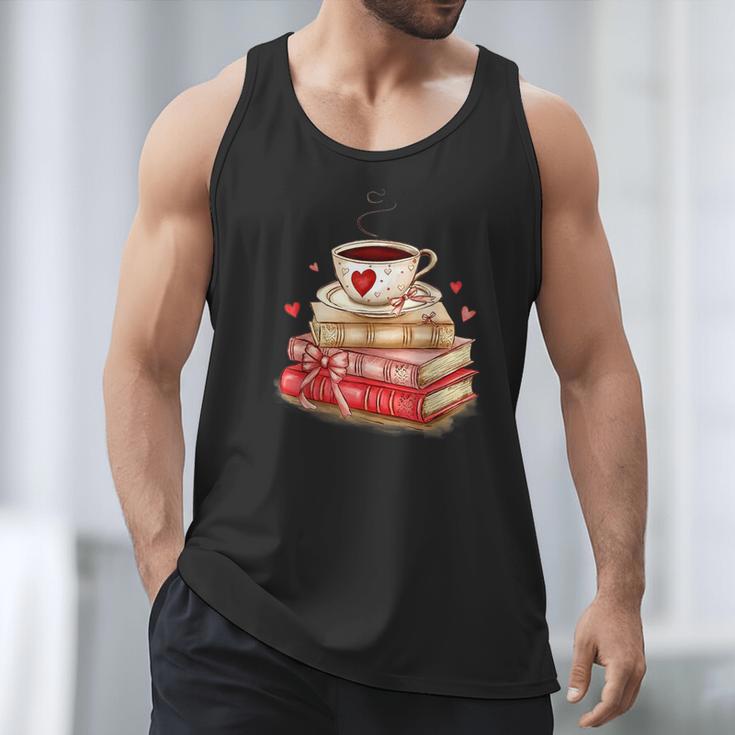 Love Book Coffee Heart Coquette Bow Valentines Day Men Tank Top