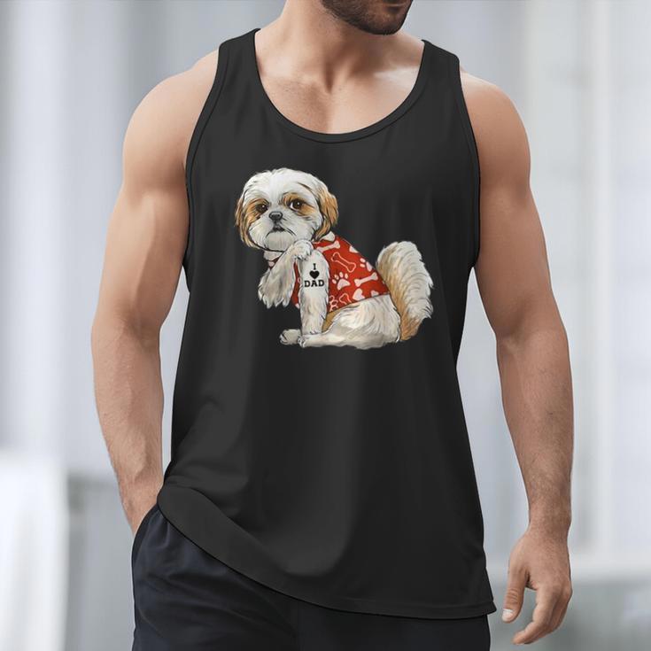I Love Dad Tattoo Shih Tzu Dad Father's Day Men Tank Top